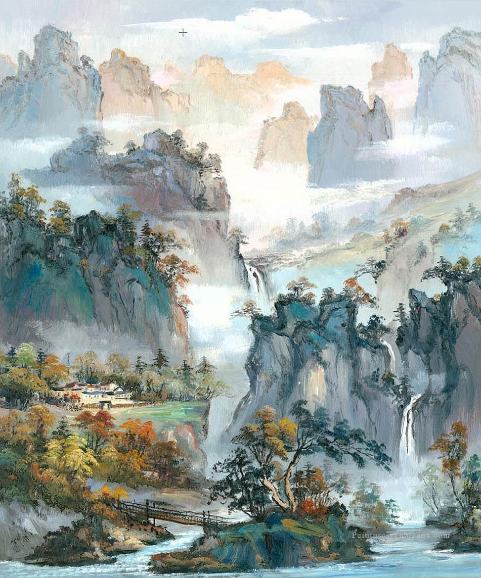 Paysage chinois Shanshui montagnes Cascade 0 953 Peintures à l'huile